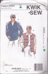 2494 MEN'S LONG SLEEVE ZIPPERED SHIRT PATTERN S-XXL